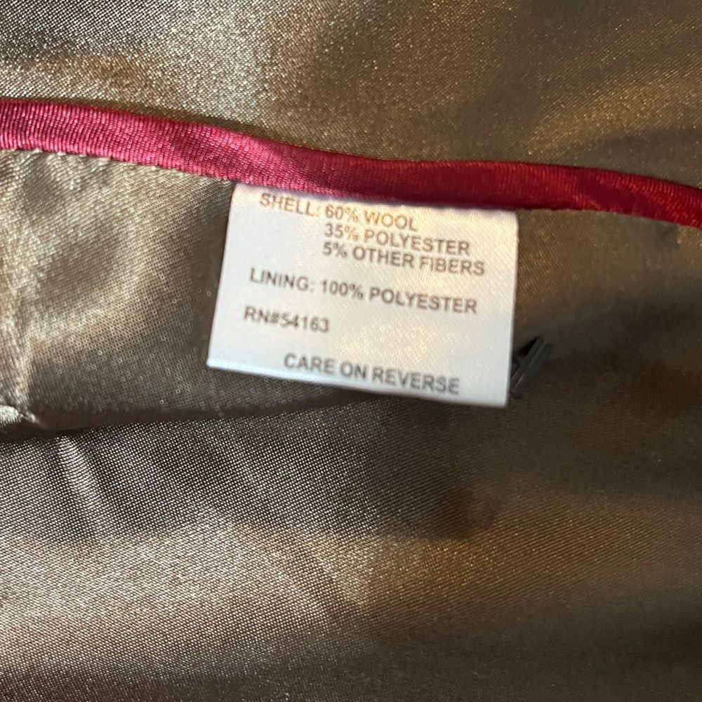 Calvin Klein Women's Double Breasted Peacoat Tan Wool Blend Size 14 - Picture 5 of 9